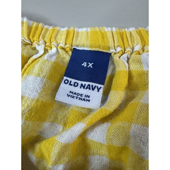 Old Navy Linen Gingham Milkmaid Babydoll Top Womens Plus Size 4X Yellow Peasant - Picture 7 of 13